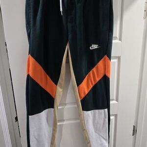 Vintage Red Tag Nike Sweatpants- Dark Green, Orange, and White
